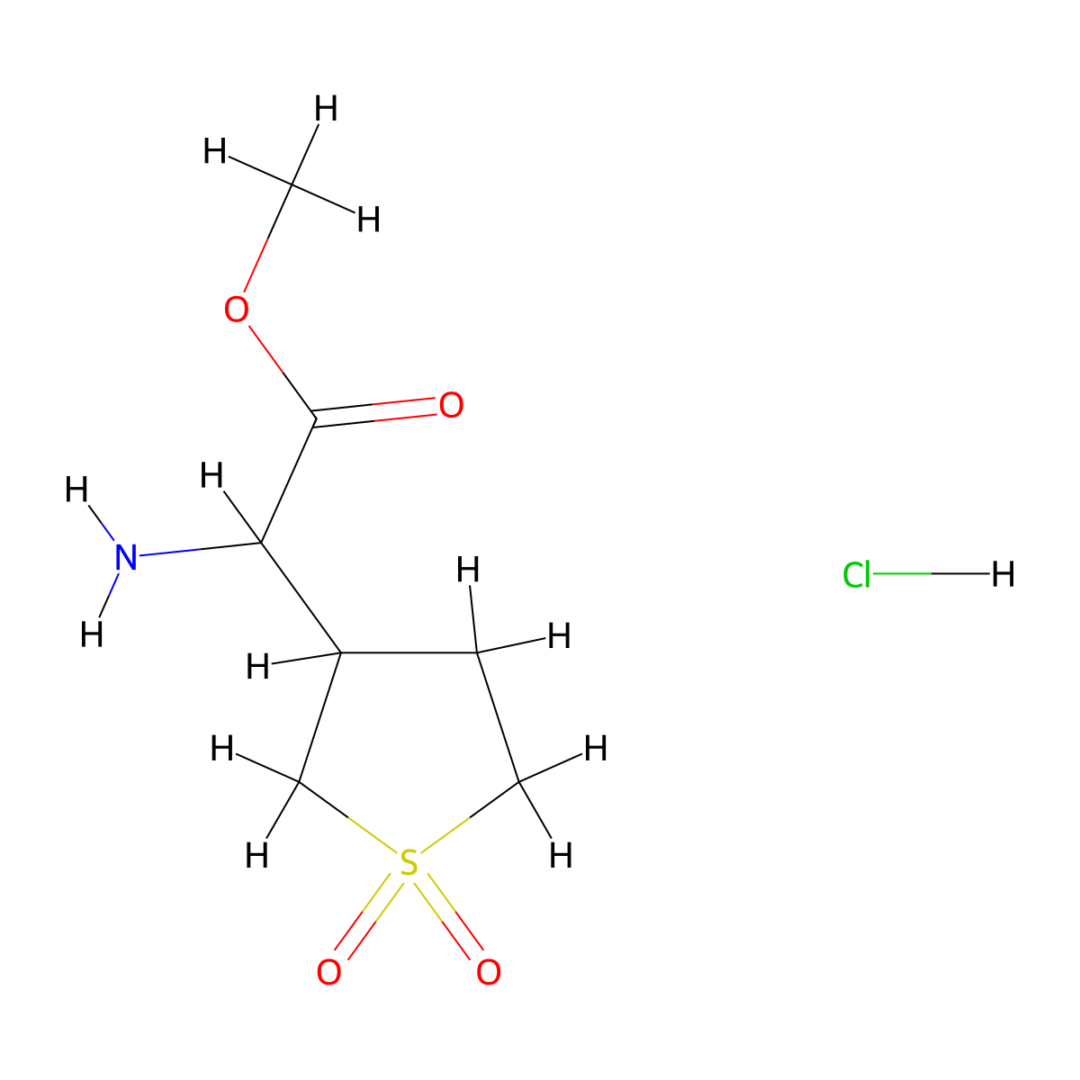 Methyl 2-amino-2-(1,1-dioxo-1lambda6-thiolan-3-yl)acetate hydrochloride molecular structure, CAS 2470440-79-8
