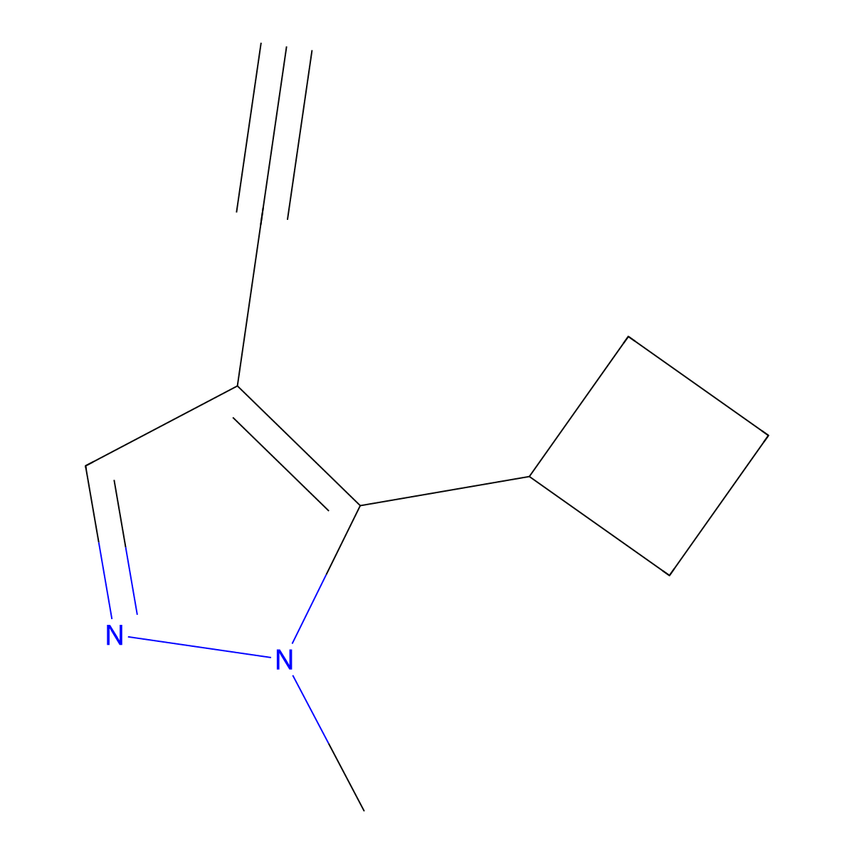 5-cyclobutyl-4-ethynyl-1-methyl-1H-pyrazole molecular structure, CAS 2470440-97-0