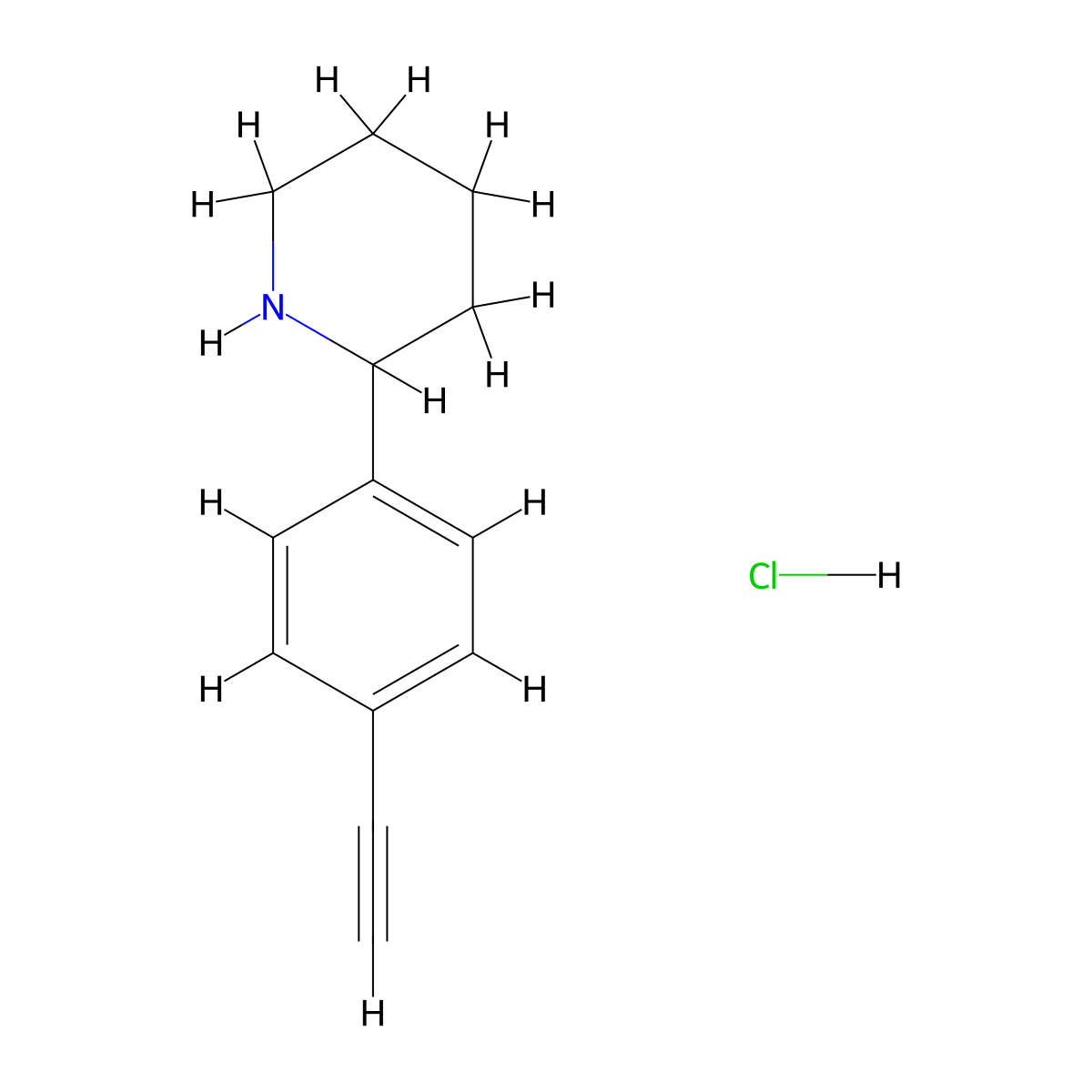 2-(4-Ethynylphenyl)piperidine hydrochloride molecular structure, CAS 2470440-98-1
