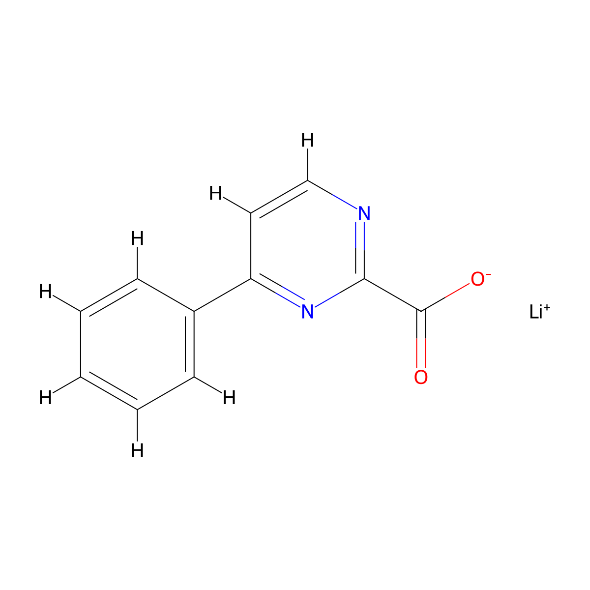 Lithium;4-phenylpyrimidine-2-carboxylate molecular structure, CAS 2470440-99-2