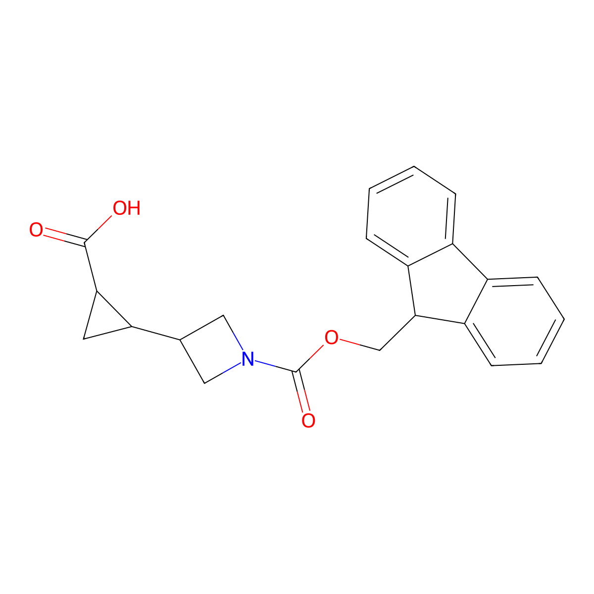 2-(1-{[(9H-fluoren-9-yl)methoxy]carbonyl}azetidin-3-yl)cyclopropane-1-carboxylic acid molecular structure, CAS 2470441-03-1