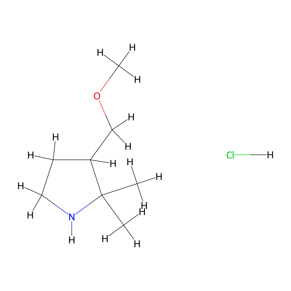 3-(Methoxymethyl)-2,2-dimethylpyrrolidine hydrochloride molecular structure, CAS 2470441-10-0