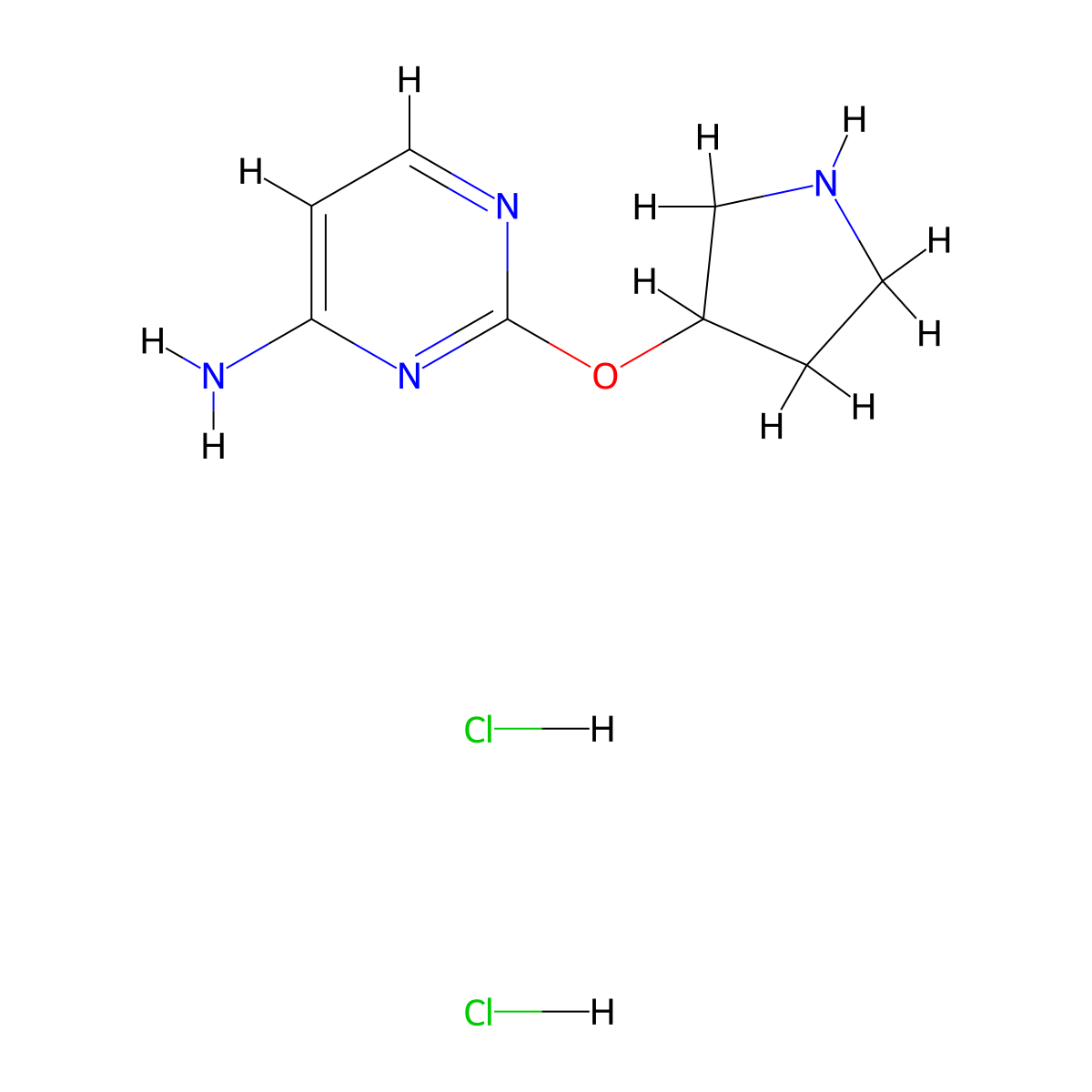 2-(Pyrrolidin-3-yloxy)pyrimidin-4-amine dihydrochloride molecular structure, CAS 2470441-19-9
