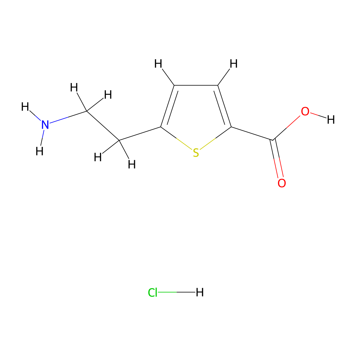 5-(2-Aminoethyl)thiophene-2-carboxylic acid hydrochloride molecular structure, CAS 2470441-20-2