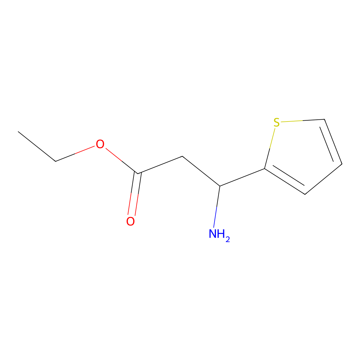 Ethyl (3S)-3-amino-3-(thiophen-2-YL)propanoate molecular structure, CAS 247045-68-7