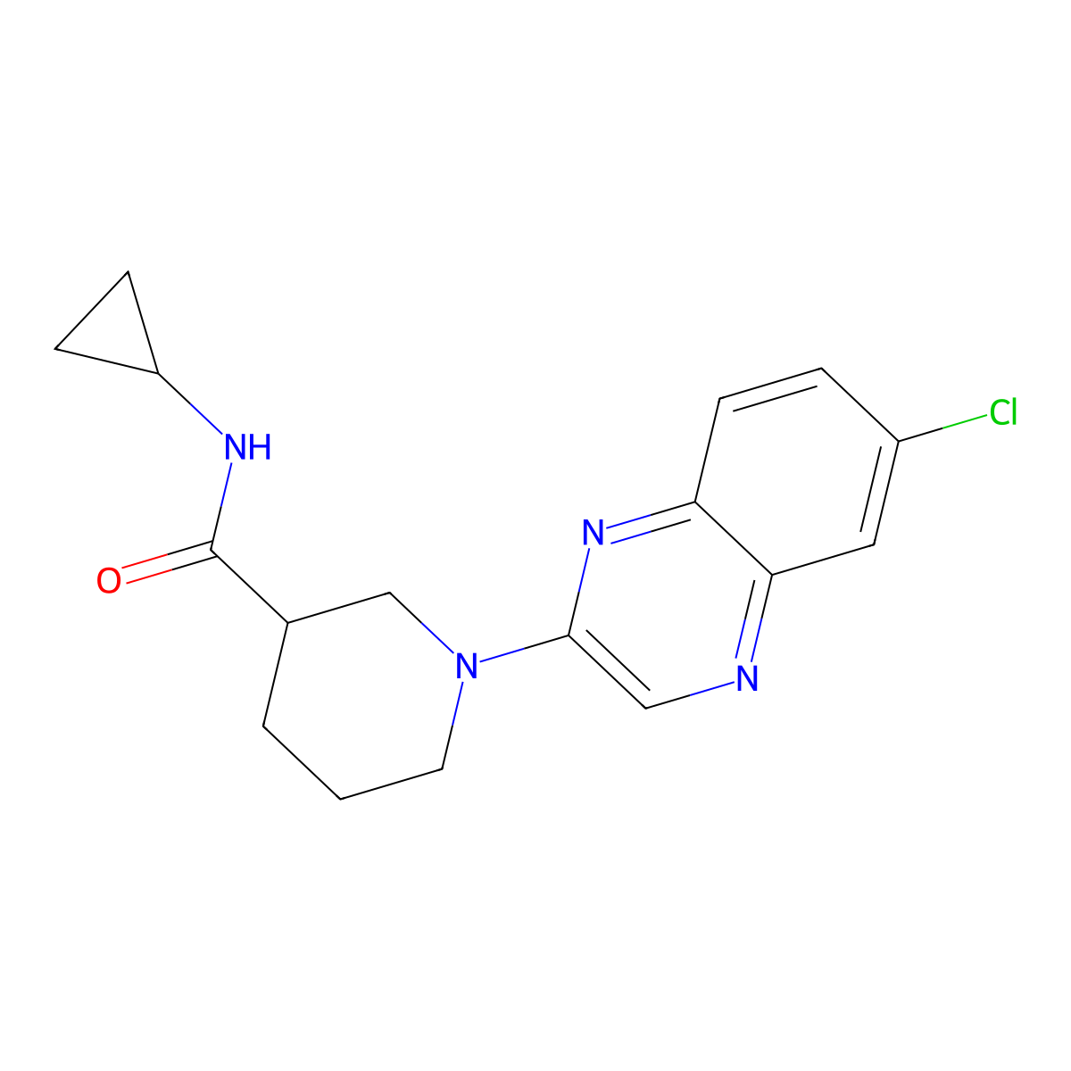 1-(6-chloroquinoxalin-2-yl)-N-cyclopropylpiperidine-3-carboxamide molecular structure, CAS 2470478-57-8