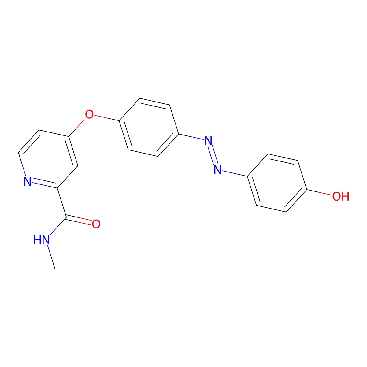 4-{4-[2-(4-hydroxyphenyl)diazen-1-yl]phenoxy}-N-methylpyridine-2-carboxamide molecular structure, CAS 2470495-41-9