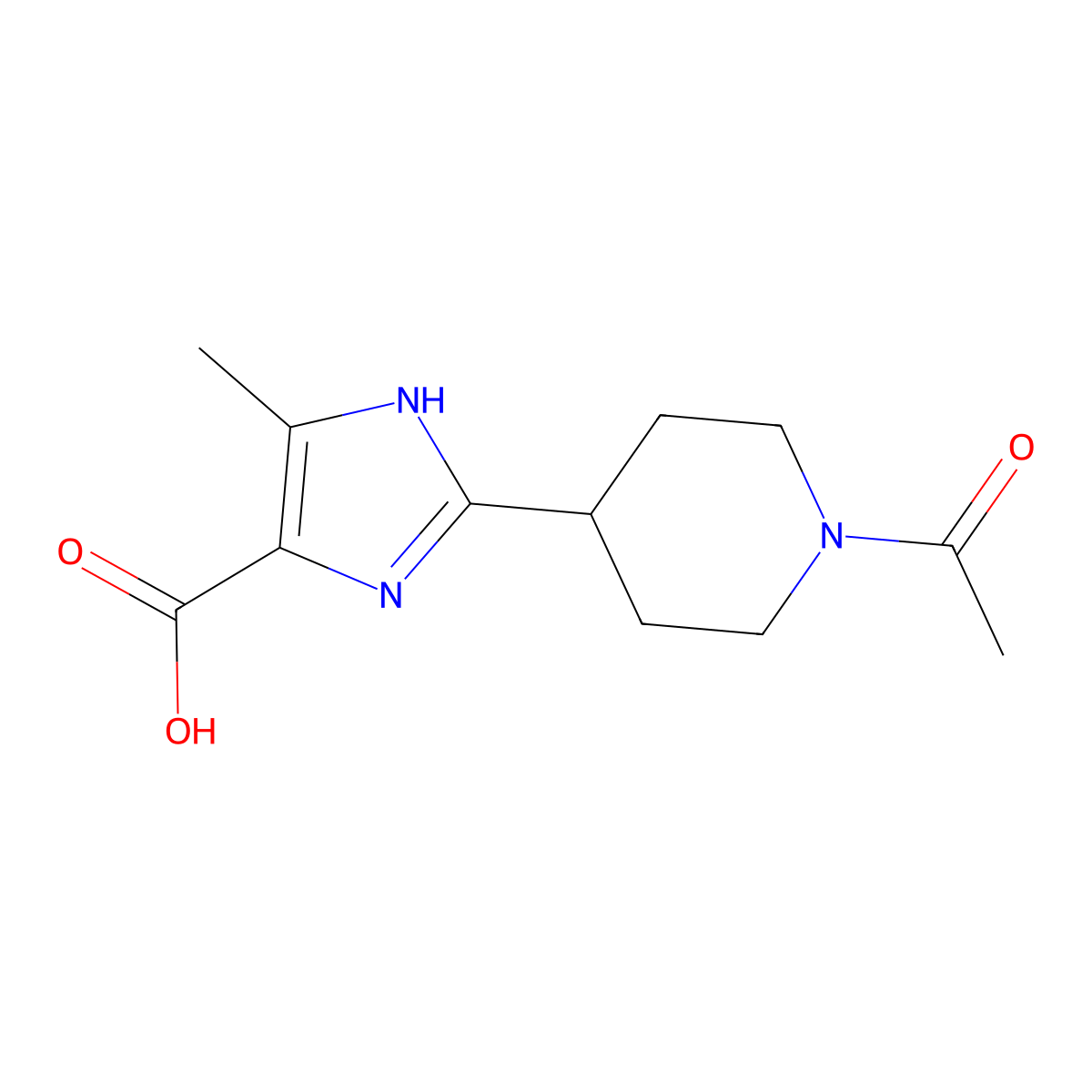 2-(1-acetylpiperidin-4-yl)-4-methyl-1H-imidazole-5-carboxylic acid molecular structure, CAS 2470524-13-9