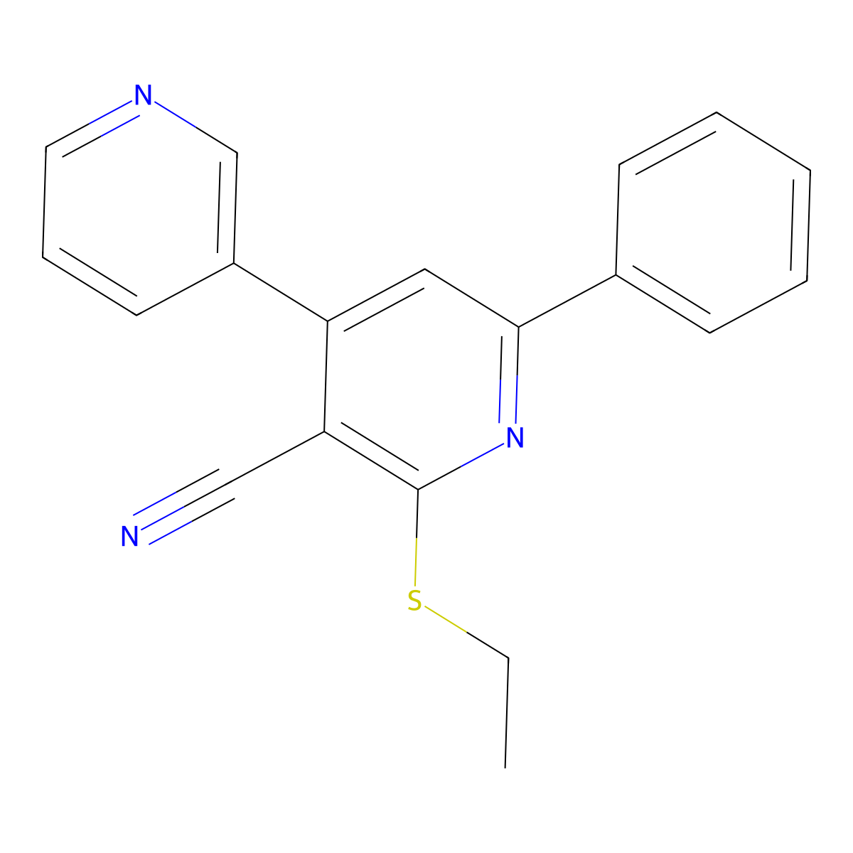 2-(Ethylsulfanyl)-6-phenyl-3',4-bipyridine-3-carbonitrile molecular structure, CAS 247056-24-2