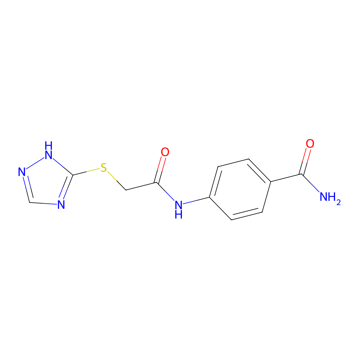 4-[[2-(1H-1,2,4-triazol-5-ylsulfanyl)acetyl]amino]benzamide molecular structure, CAS 24706-61-4