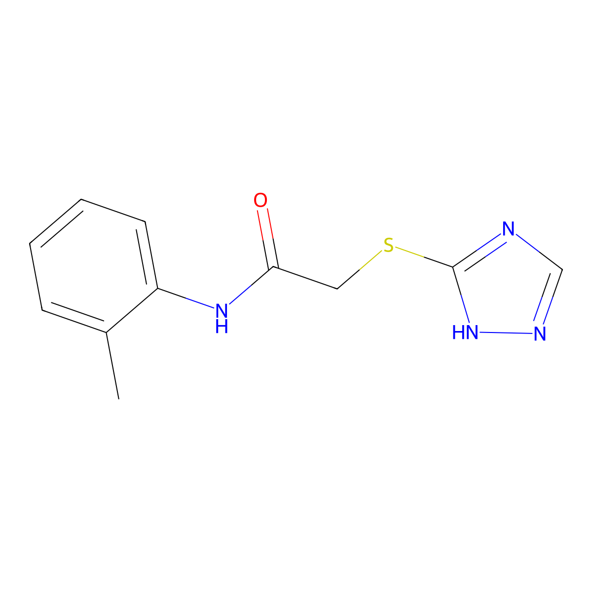 N-(2-methylphenyl)-2-(1H-1,2,4-triazol-5-ylsulfanyl)acetamide molecular structure, CAS 24706-75-0