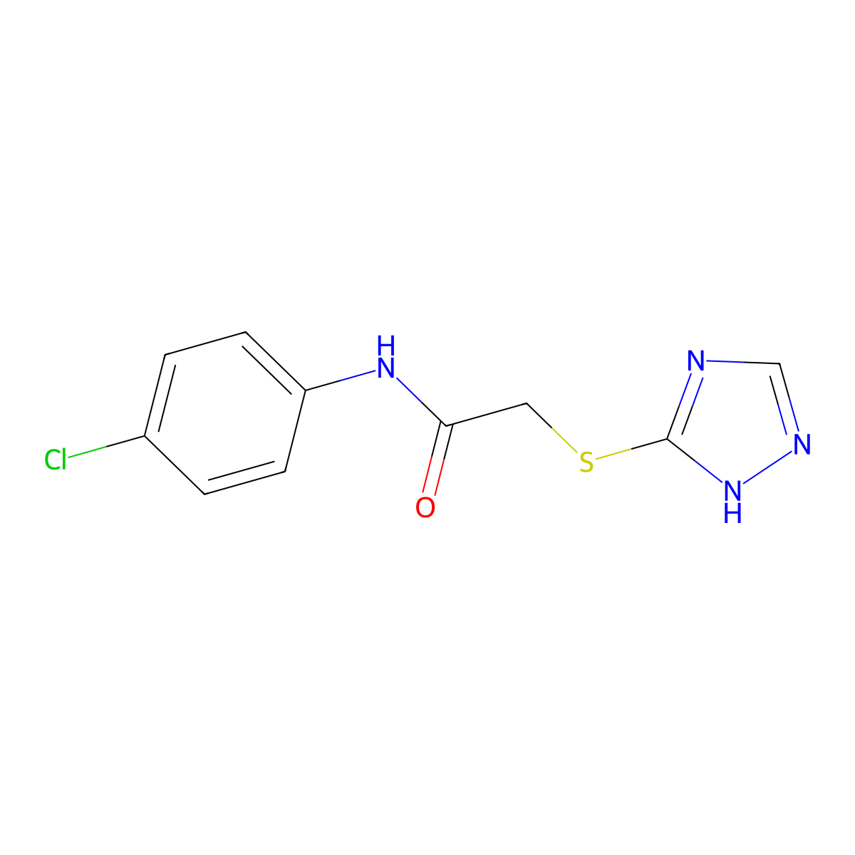 N-(4-chlorophenyl)-2-(1H-1,2,4-triazol-5-ylsulfanyl)acetamide molecular structure, CAS 24706-76-1