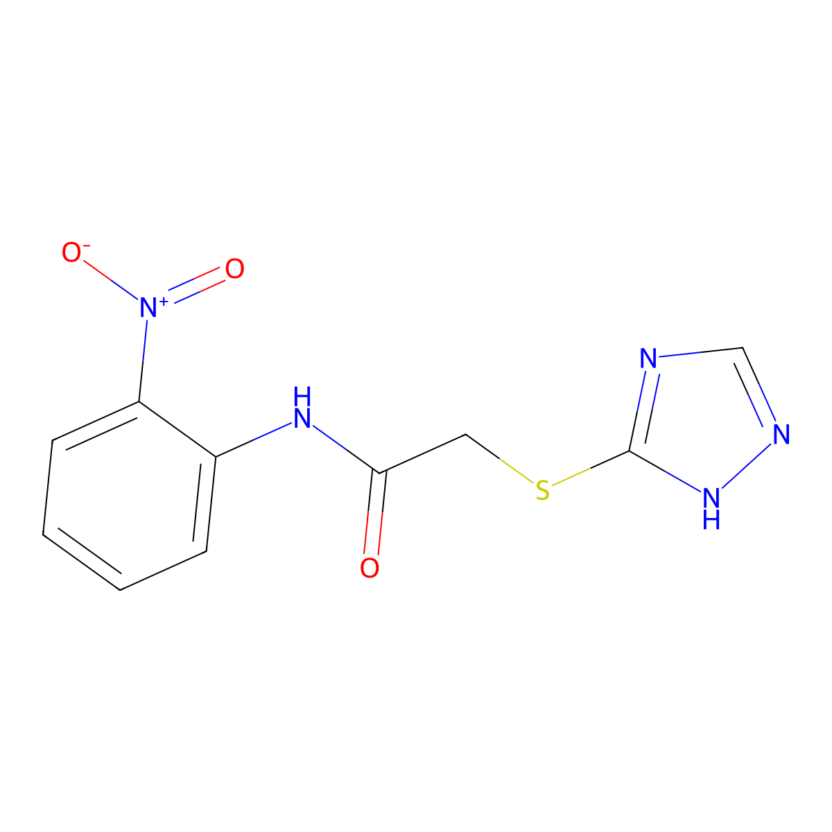 N-(2-nitrophenyl)-2-(1H-1,2,4-triazol-5-ylsulfanyl)acetamide molecular structure, CAS 24706-80-7