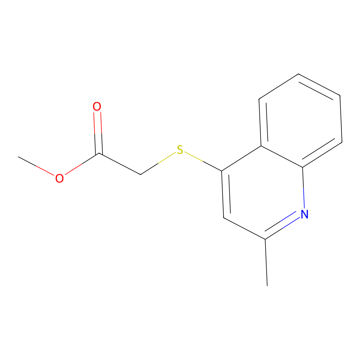 Methyl 2-[(2-methyl-4-quinolyl)thio]acetate molecular structure, CAS 247060-67-9