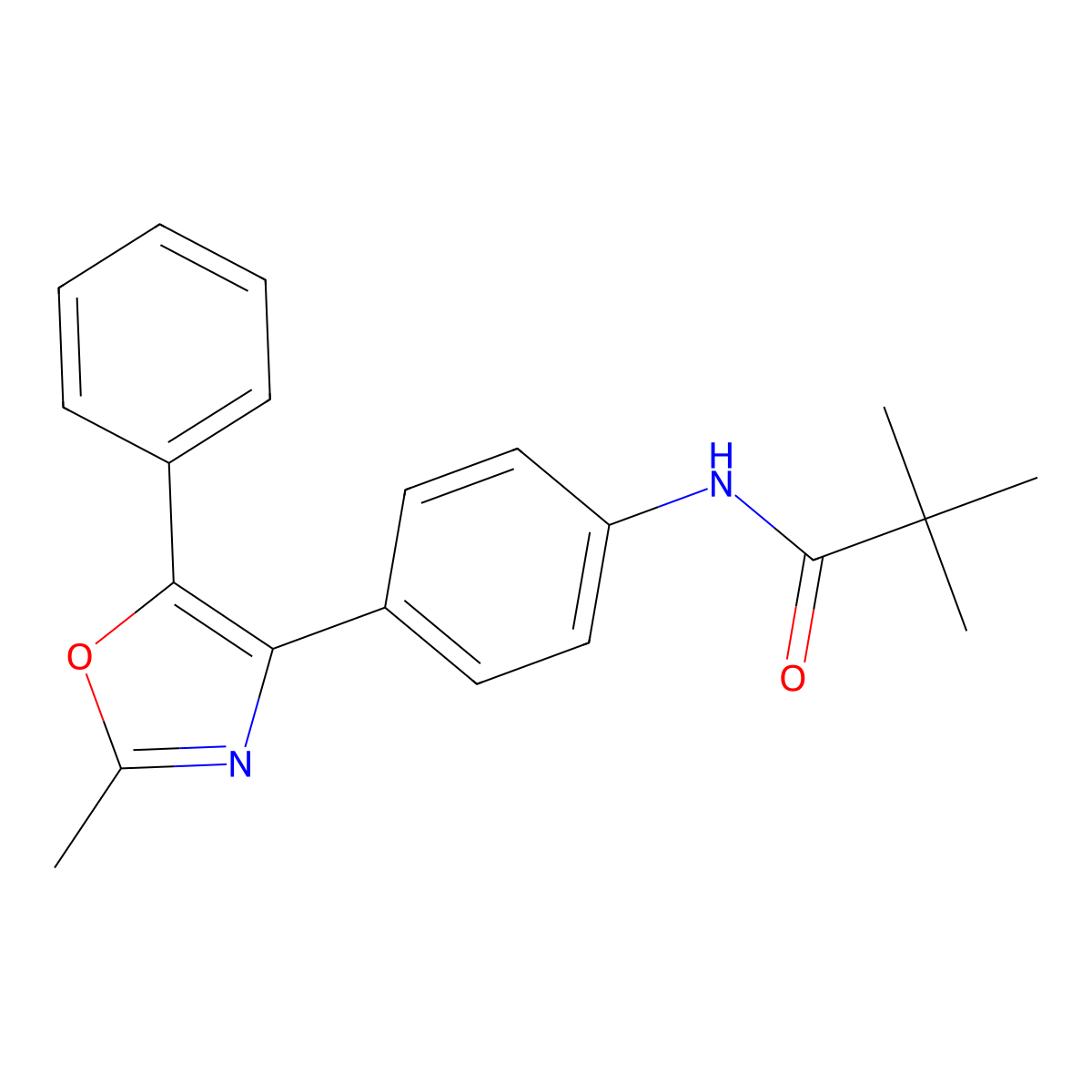 2,2-Dimethyl-N-[4-(2-methyl-5-phenyl-4-oxazolyl)phenyl]propanamide molecular structure, CAS 247060-68-0