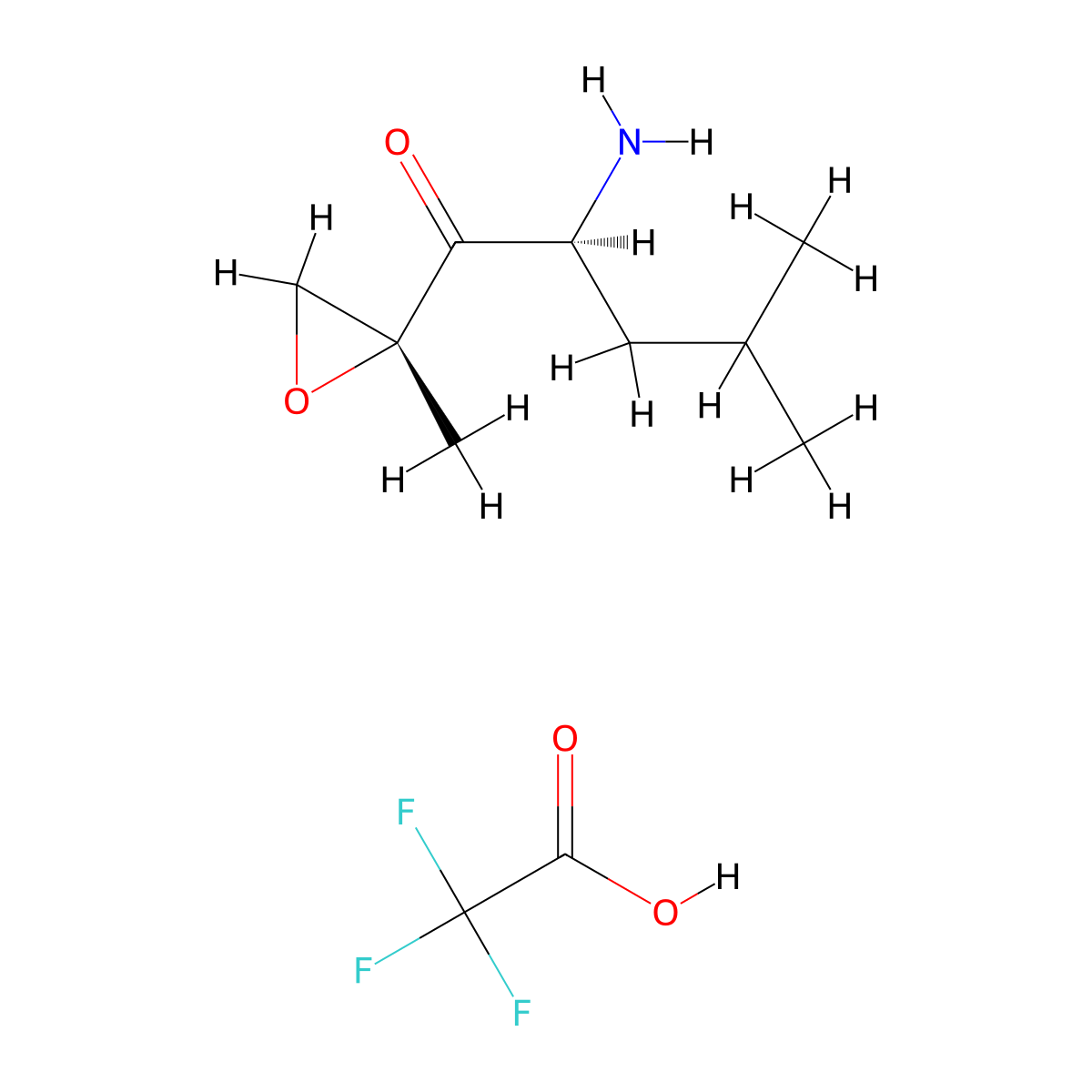 1-Pentanone, 2-amino-4-methyl-1-((2R)-2-methyl-2-oxiranyl)-, (2S)-, 2,2,2-trifluoroacetate (1:1) molecular structure, CAS 247068-85-5