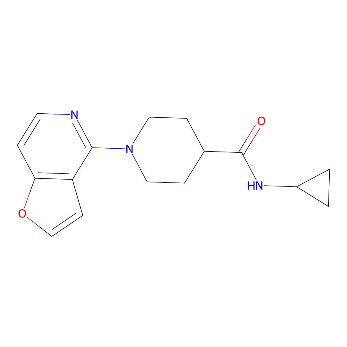 N-cyclopropyl-1-{furo[3,2-c]pyridin-4-yl}piperidine-4-carboxamide molecular structure, CAS 2470730-65-3