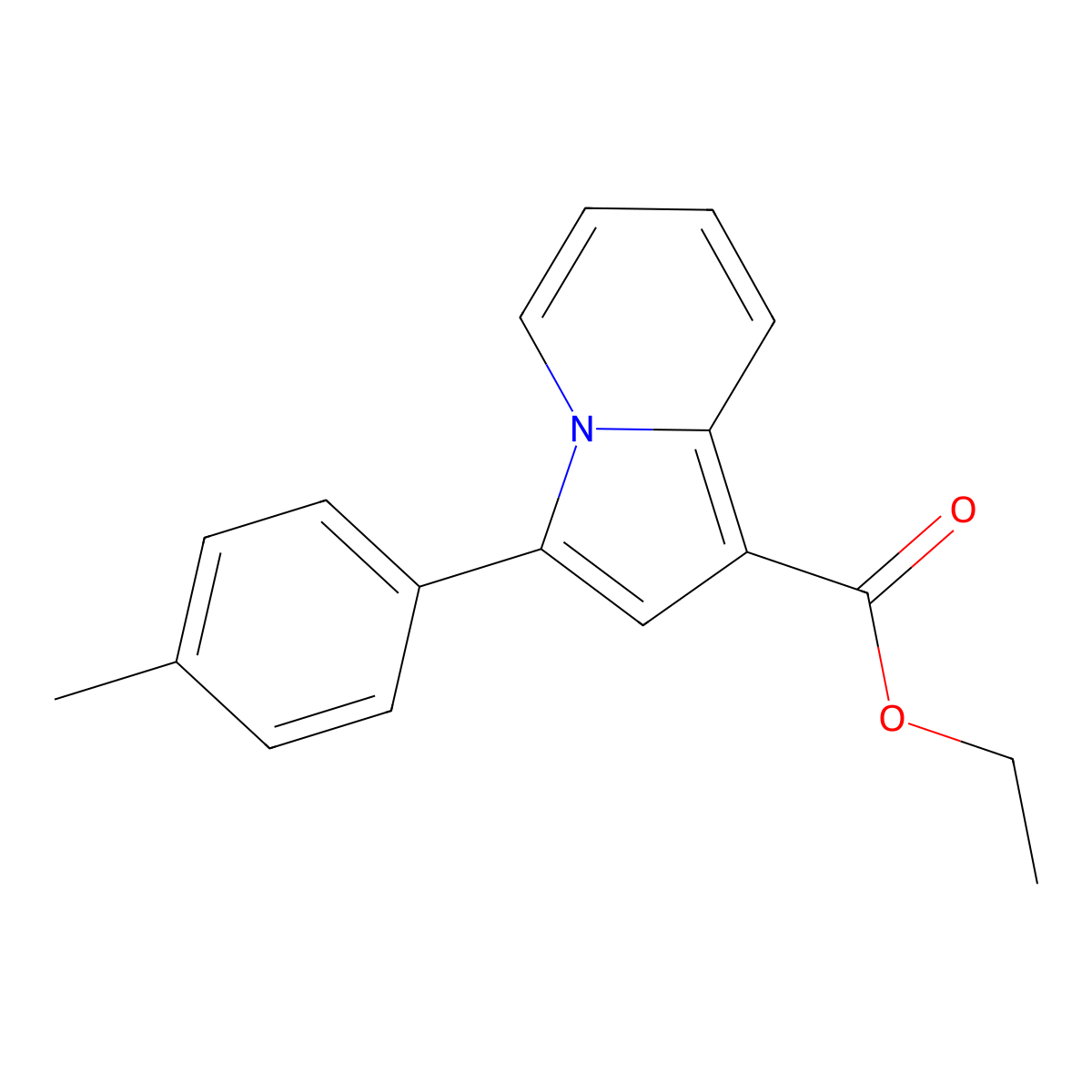 Ethyl 3-(4-methylphenyl)indolizine-1-carboxylate molecular structure, CAS 247075-84-9