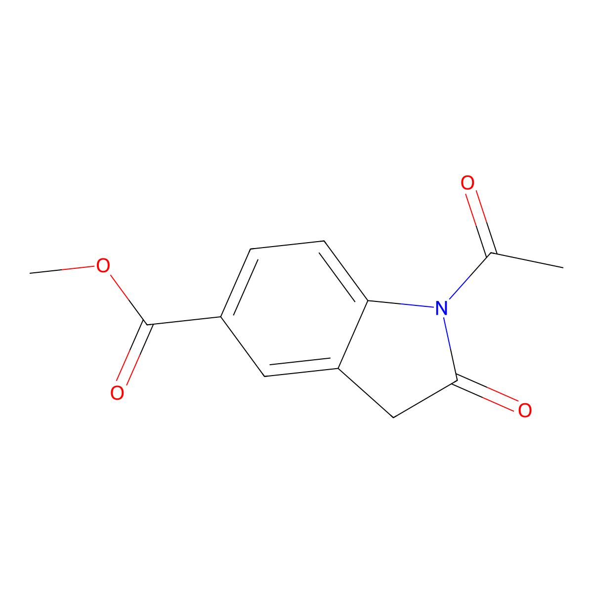 Methyl 1-acetyl-2-oxoindoline-5-carboxylate molecular structure, CAS 247082-83-3