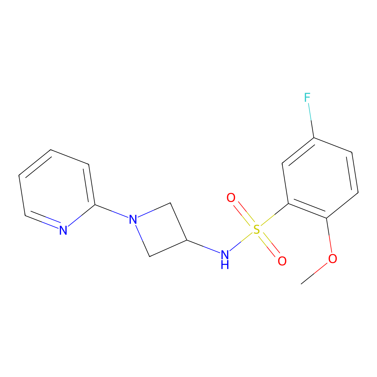 5-fluoro-2-methoxy-N-[1-(pyridin-2-yl)azetidin-3-yl]benzene-1-sulfonamide molecular structure, CAS 2470824-94-1