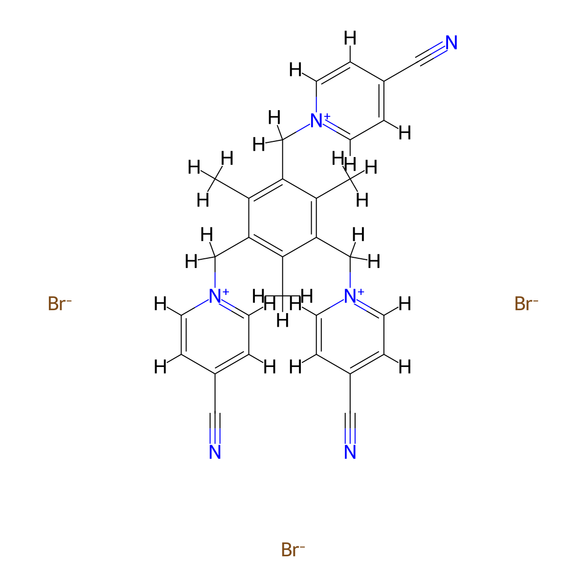 1,1',1''-((2,4,6-Trimethylbenzene-1,3,5-triyl)tris(methylene))tris(4-cyanopyridin-1-ium) bromide molecular structure, CAS 247095-17-6