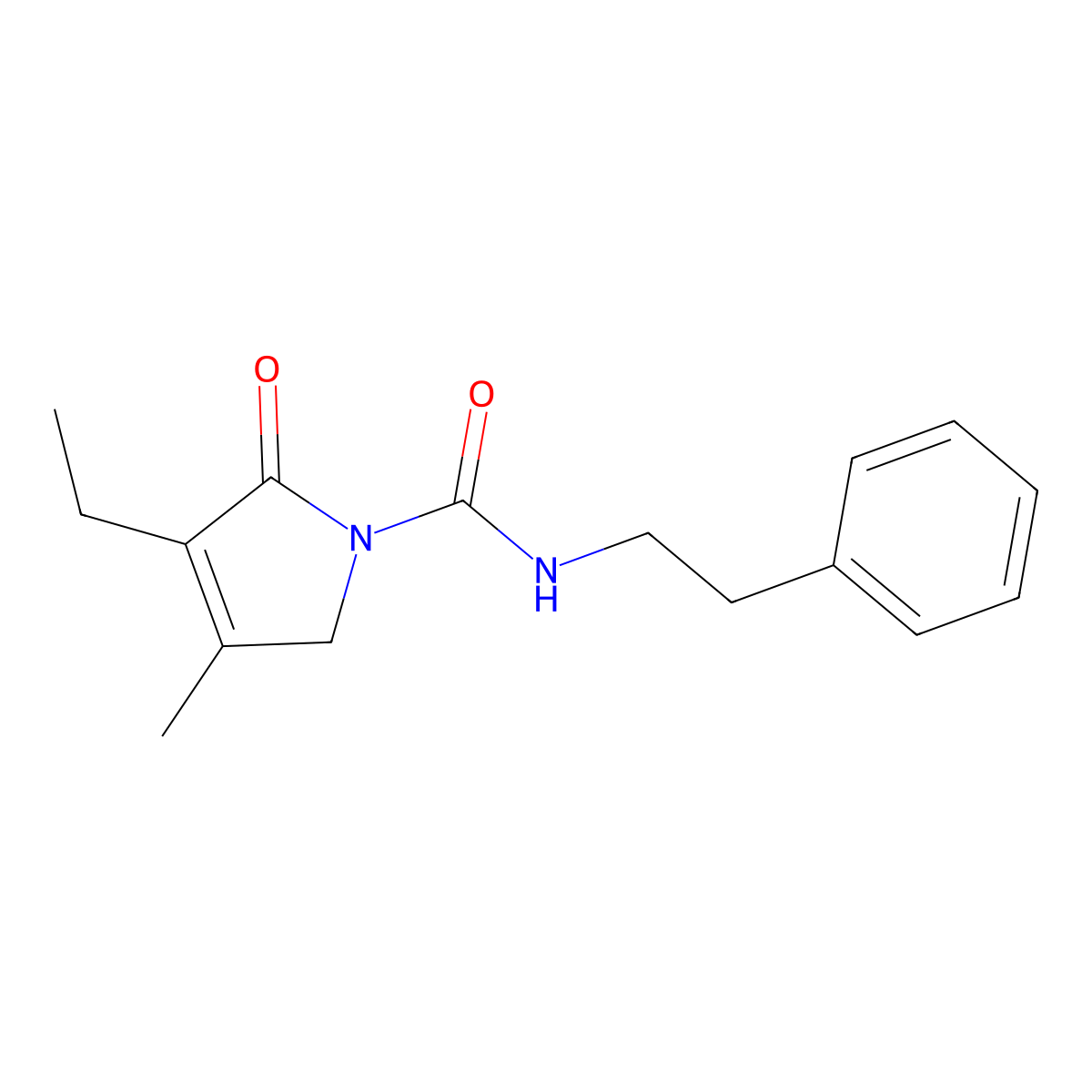 3-Ethyl-2,5-dihydro-4-methyl-2-oxo-N-(2-phenylethyl)-1H-pyrrole-1-carboxamide molecular structure, CAS 247098-18-6