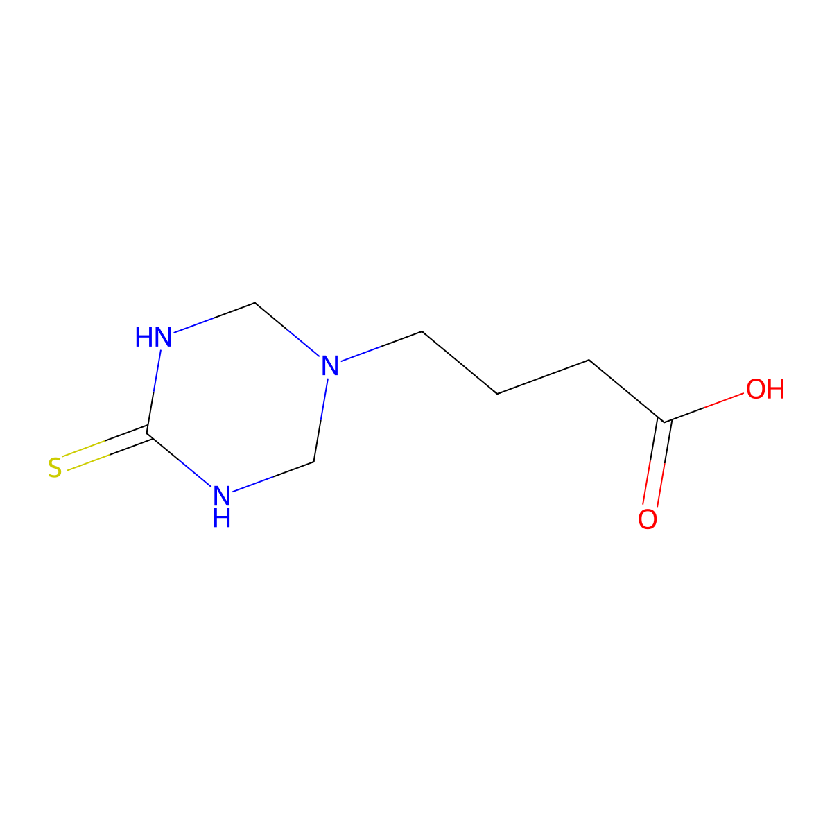 Tetrahydro-4-thioxo-1,3,5-triazine-1(2H)-butanoic acid molecular structure, CAS 247109-16-6
