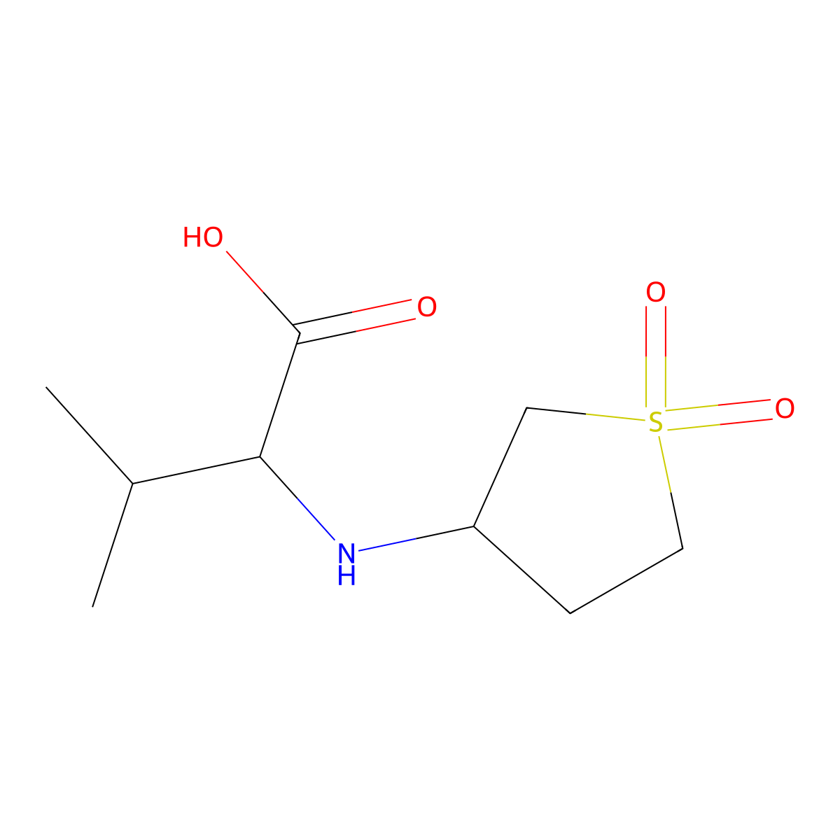 2-[(1,1-Dioxothiolan-3-yl)amino]-3-methylbutanoic acid molecular structure, CAS 247109-34-8