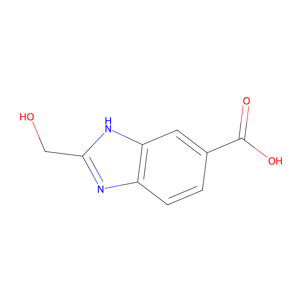 2-(hydroxymethyl)-1H-benzimidazole-5-carboxylic acid molecular structure, CAS 247128-20-7