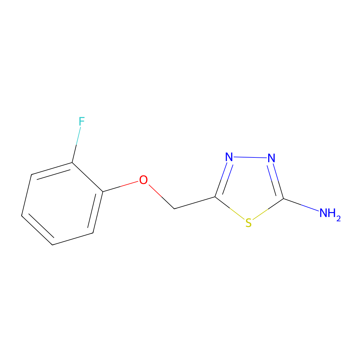 5-((2-Fluorophenoxy)methyl)-1,3,4-thiadiazol-2-amine molecular structure, CAS 247128-21-8
