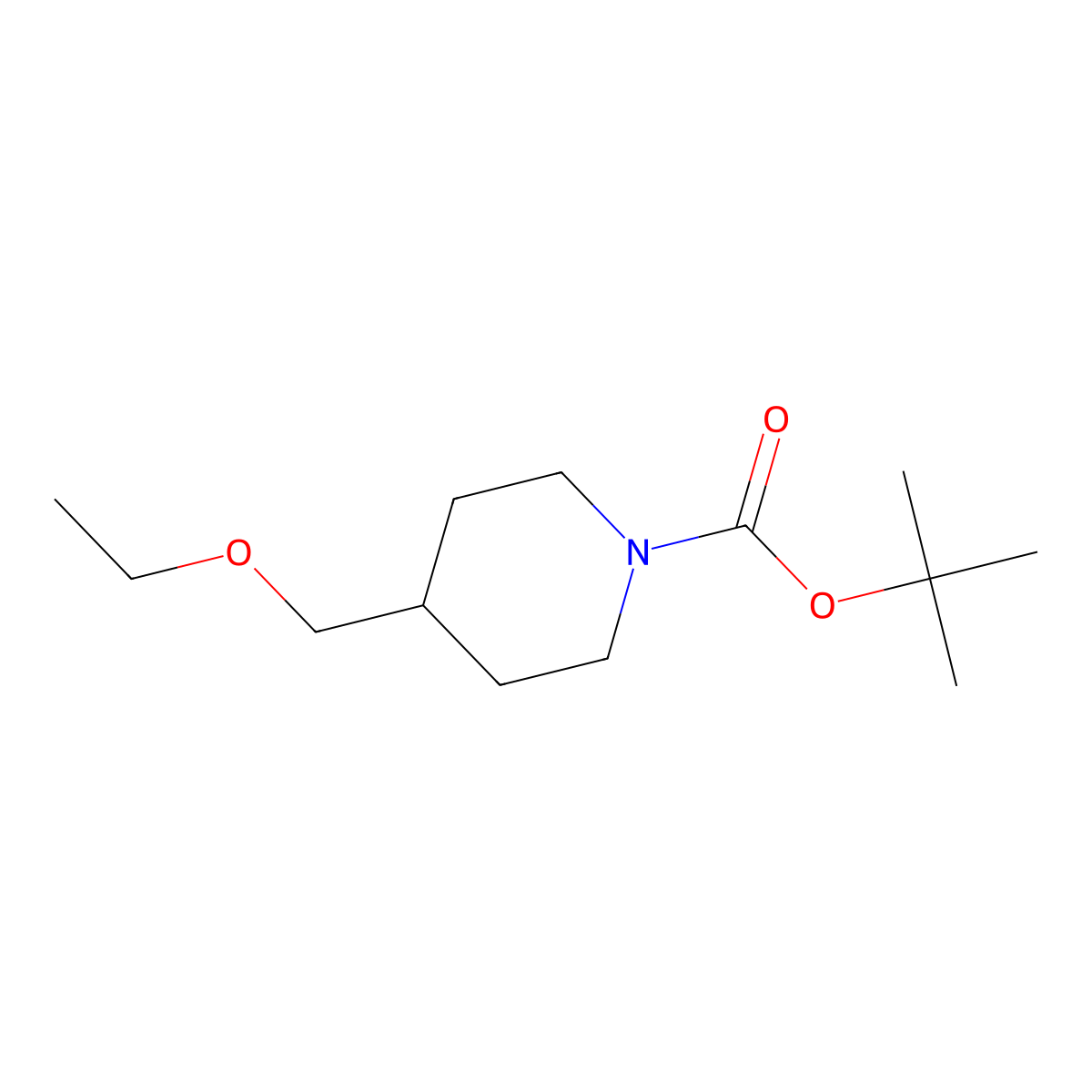 Tert-butyl 4-(ethoxymethyl)piperidine-1-carboxylate molecular structure, CAS 247132-43-0