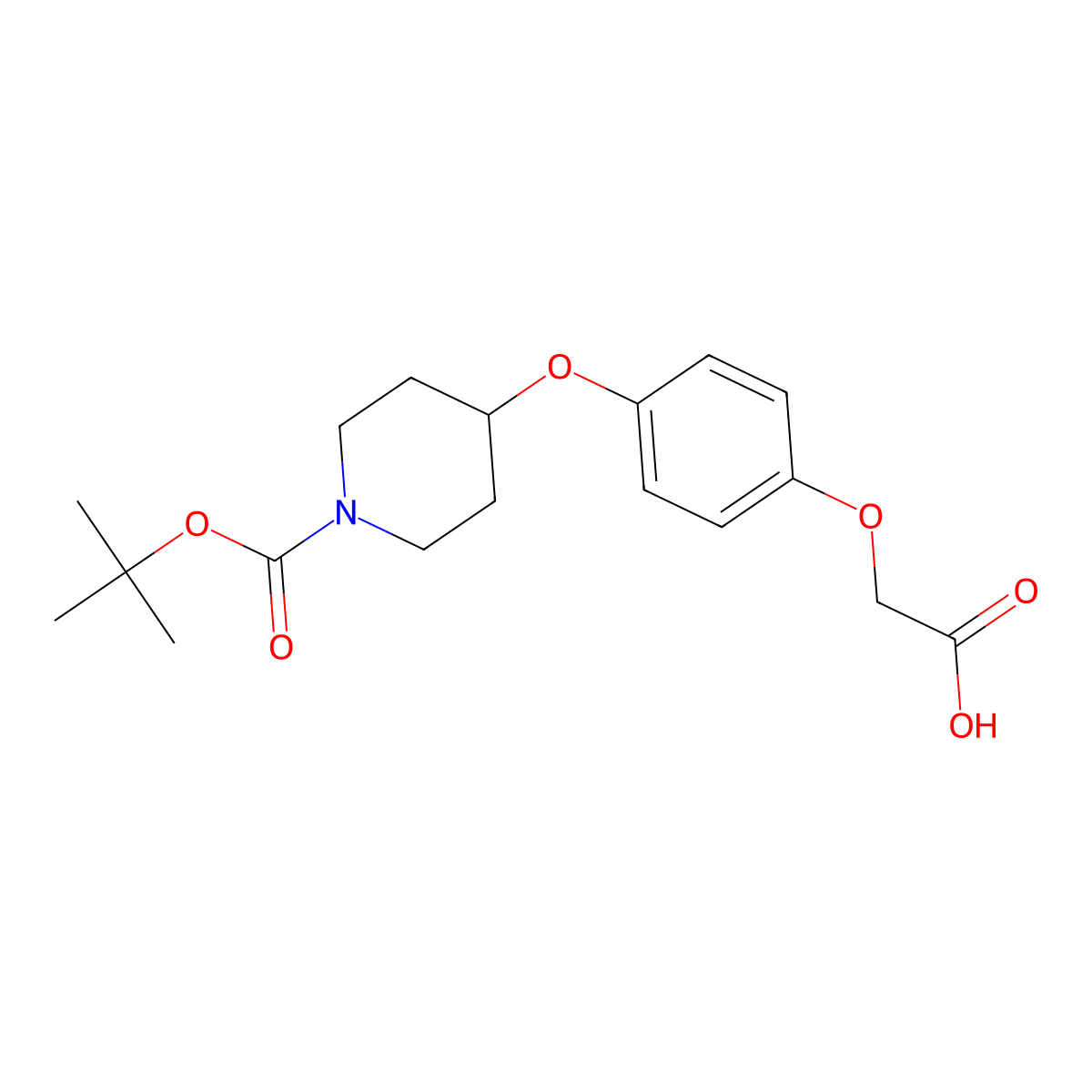 4-(1-Tert-butoxycarbonylpiperidin-4-yloxy)phenoxyacetic acid molecular structure, CAS 247133-55-7