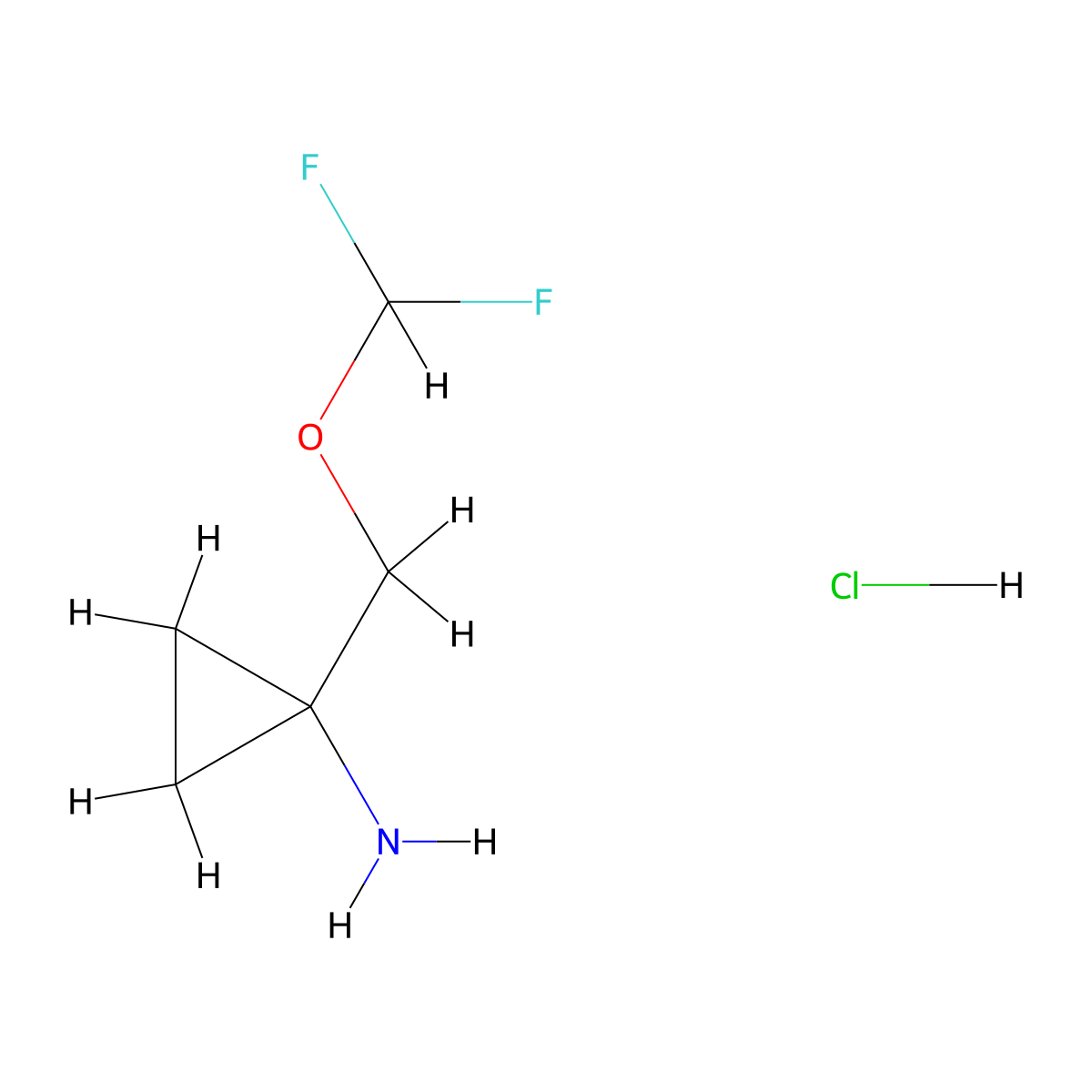 1-((Difluoromethoxy)methyl)cyclopropan-1-amine hcl molecular structure, CAS 2471368-70-2