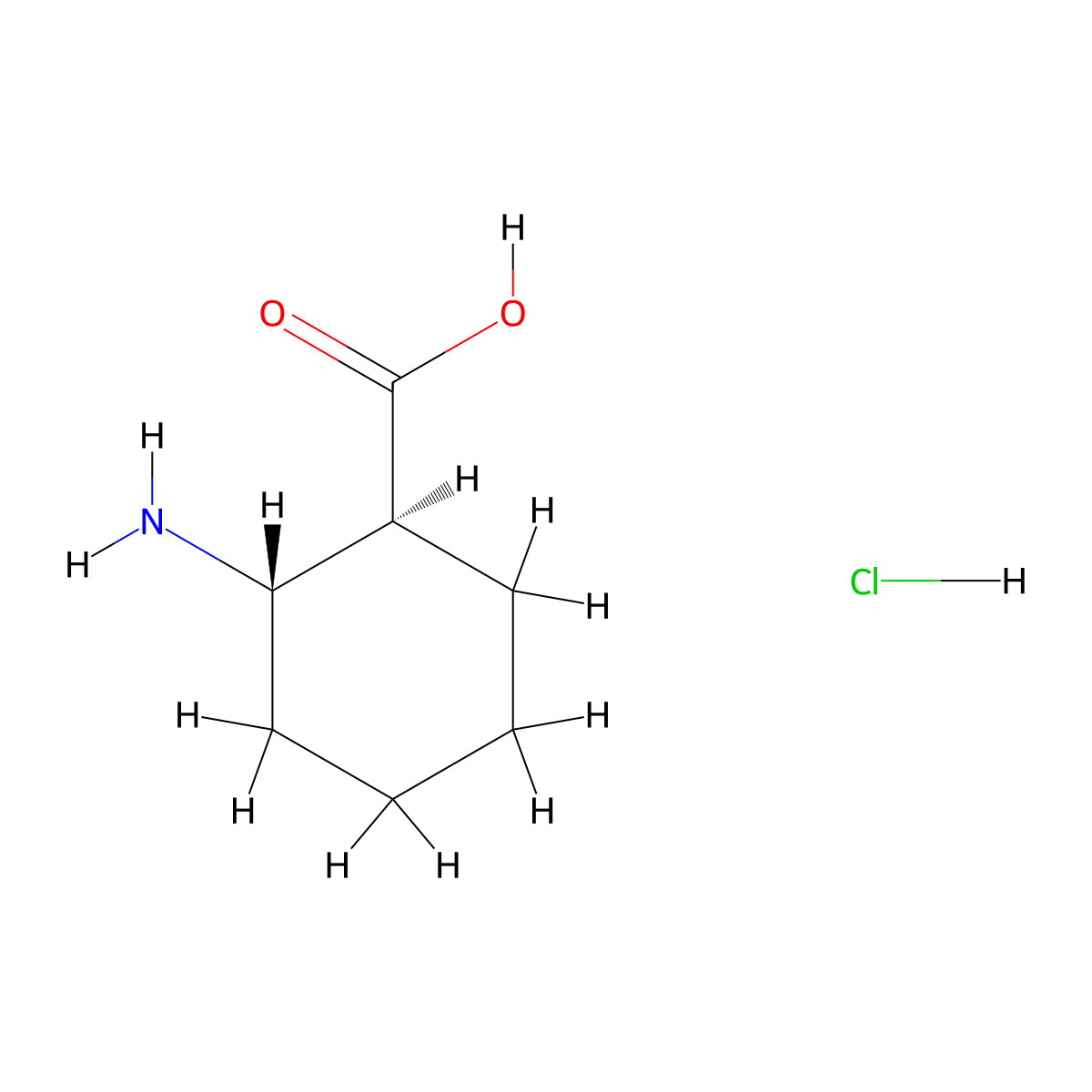 (1S,2S)-2-aminocyclohexane-1-carboxylic acid hydrochloride molecular structure, CAS 24716-92-5