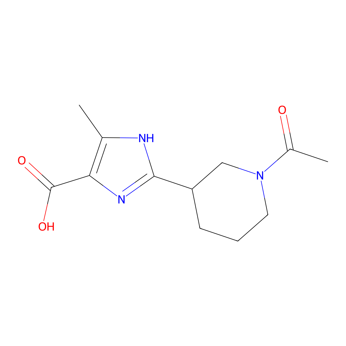 2-(1-acetylpiperidin-3-yl)-4-methyl-1H-imidazole-5-carboxylic acid molecular structure, CAS 2471704-49-9