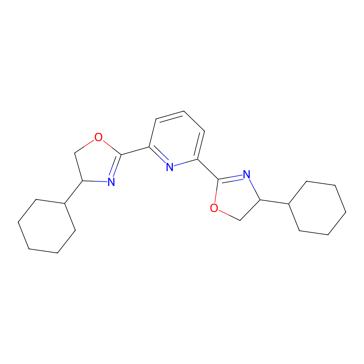 2,6-Bis((R)-4-cyclohexyl-4,5-dihydrooxazol-2-yl)pyridine molecular structure, CAS 2471850-55-0