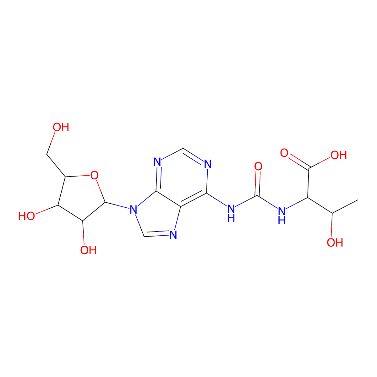 N6-Threonylcarbamoyladenosine molecular structure, CAS 24719-82-2