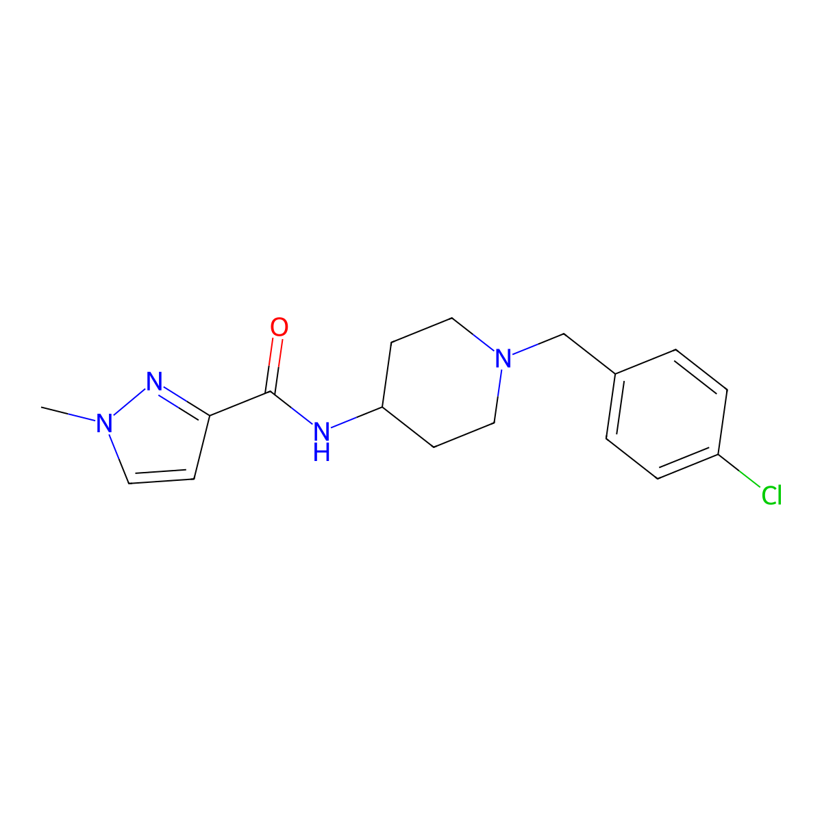 N-{1-[(4-chlorophenyl)methyl]piperidin-4-yl}-1-methyl-1H-pyrazole-3-carboxamide molecular structure, CAS 2471953-85-0