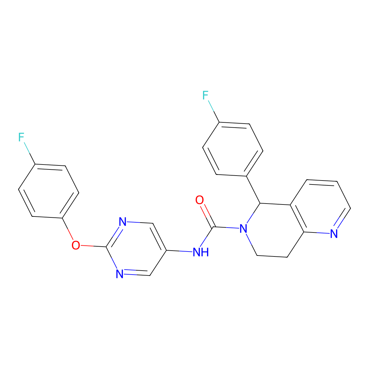 (5S)-N-[2-(4-fluorophenoxy)pyrimidin-5-yl]-5-(4-fluorophenyl)-7,8-dihydro-5H-1,6-naphthyridine-6-carboxamide molecular structure, CAS 2471967-92-5
