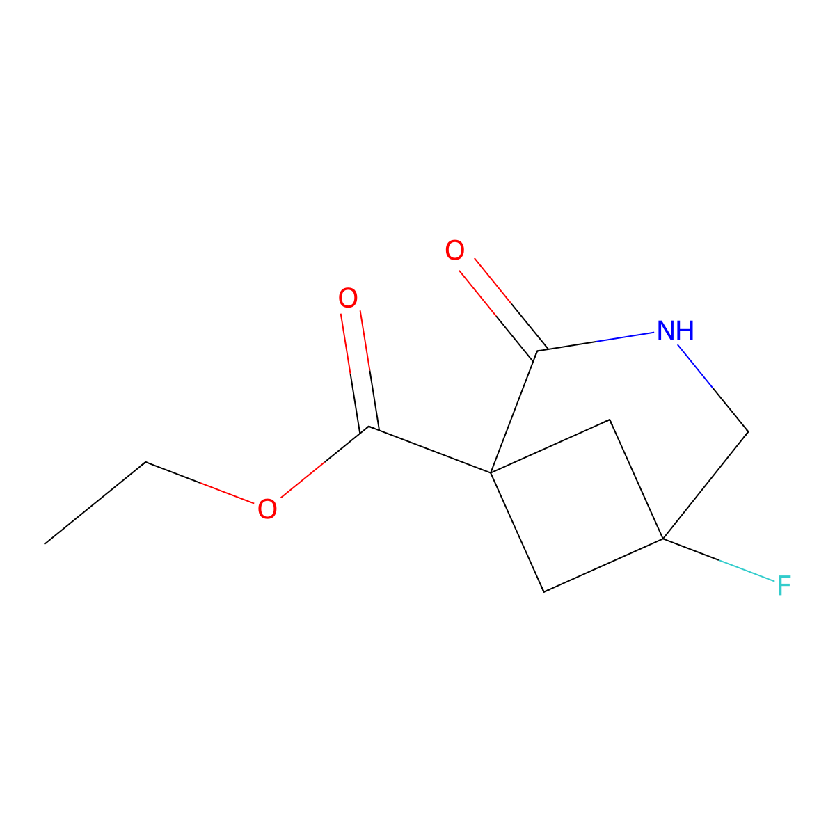 Ethyl 5-fluoro-2-oxo-3-azabicyclo[3.1.1]heptane-1-carboxylate molecular structure, CAS 2471973-31-4