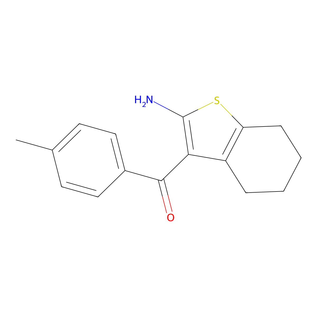 (2-Amino-4,5,6,7-tetrahydro-1-benzothien-3-yl)(4-methylphenyl)methanone molecular structure, CAS 247206-89-9