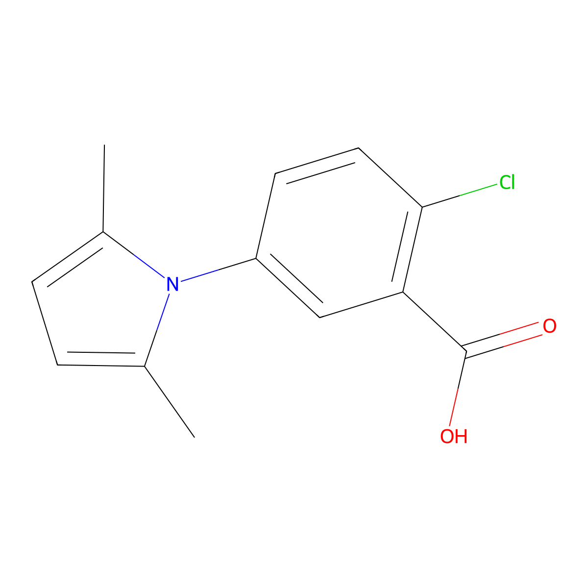 2-chloro-5-(2,5-dimethyl-1H-pyrrol-1-yl)benzoic acid molecular structure, CAS 247225-32-7