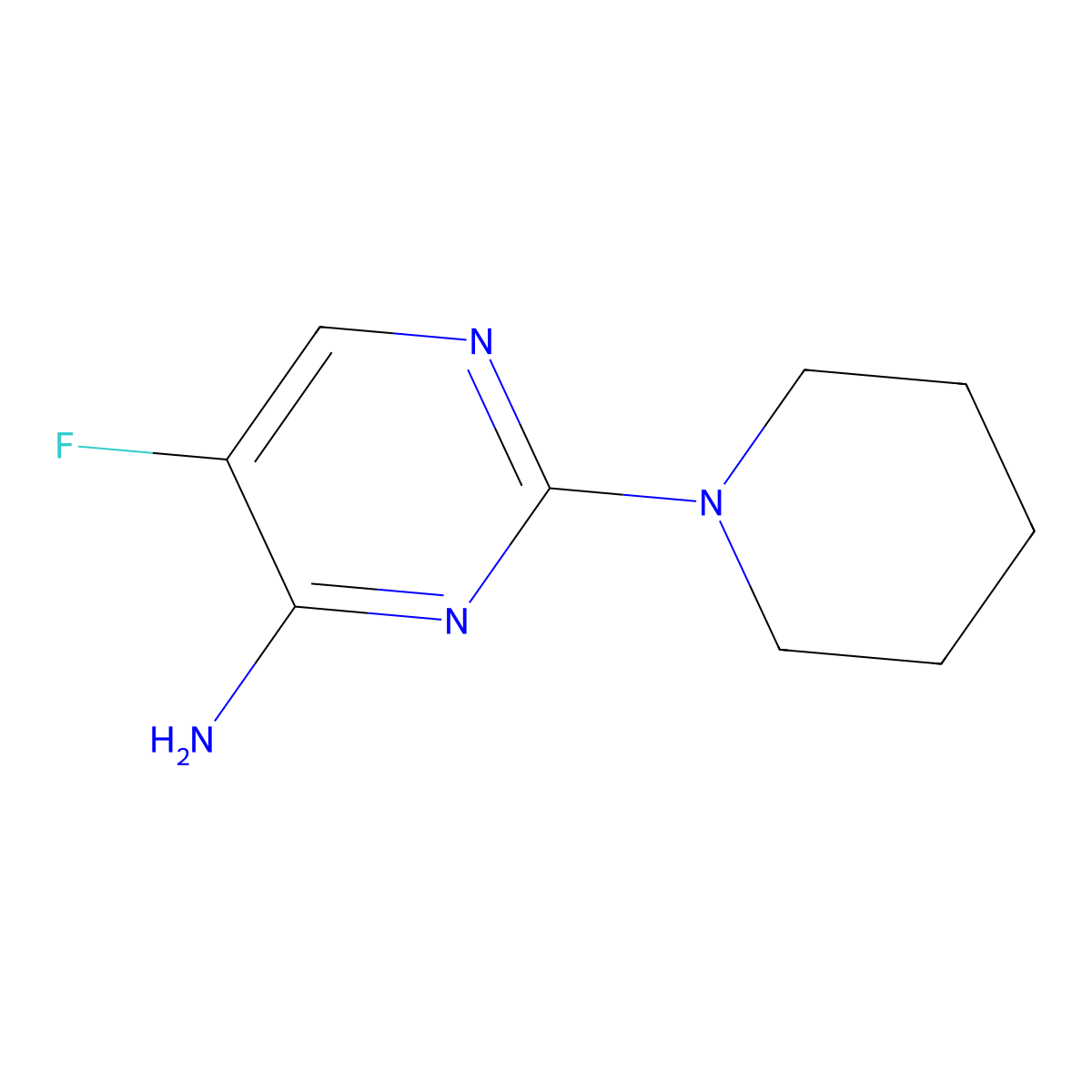 5-Fluoro-2-(piperidin-1-yl)pyrimidin-4-amine molecular structure, CAS 247225-85-0