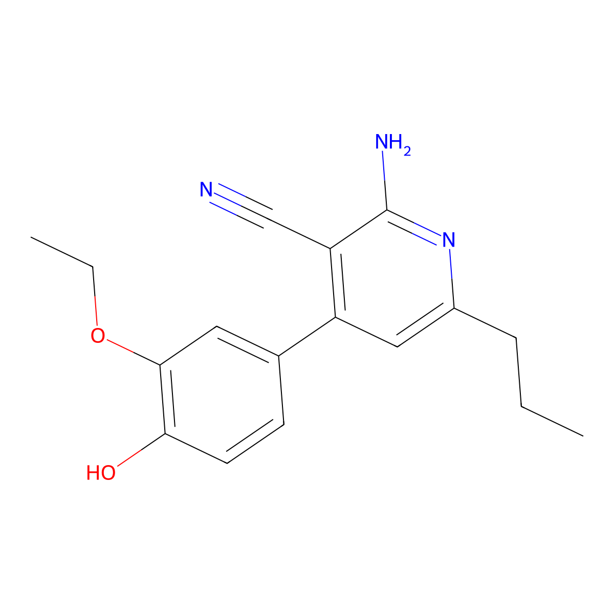 2-Amino-4-(3-ethoxy-4-hydroxy-phenyl)-6-propyl-nicotinonitrile molecular structure, CAS 247225-87-2