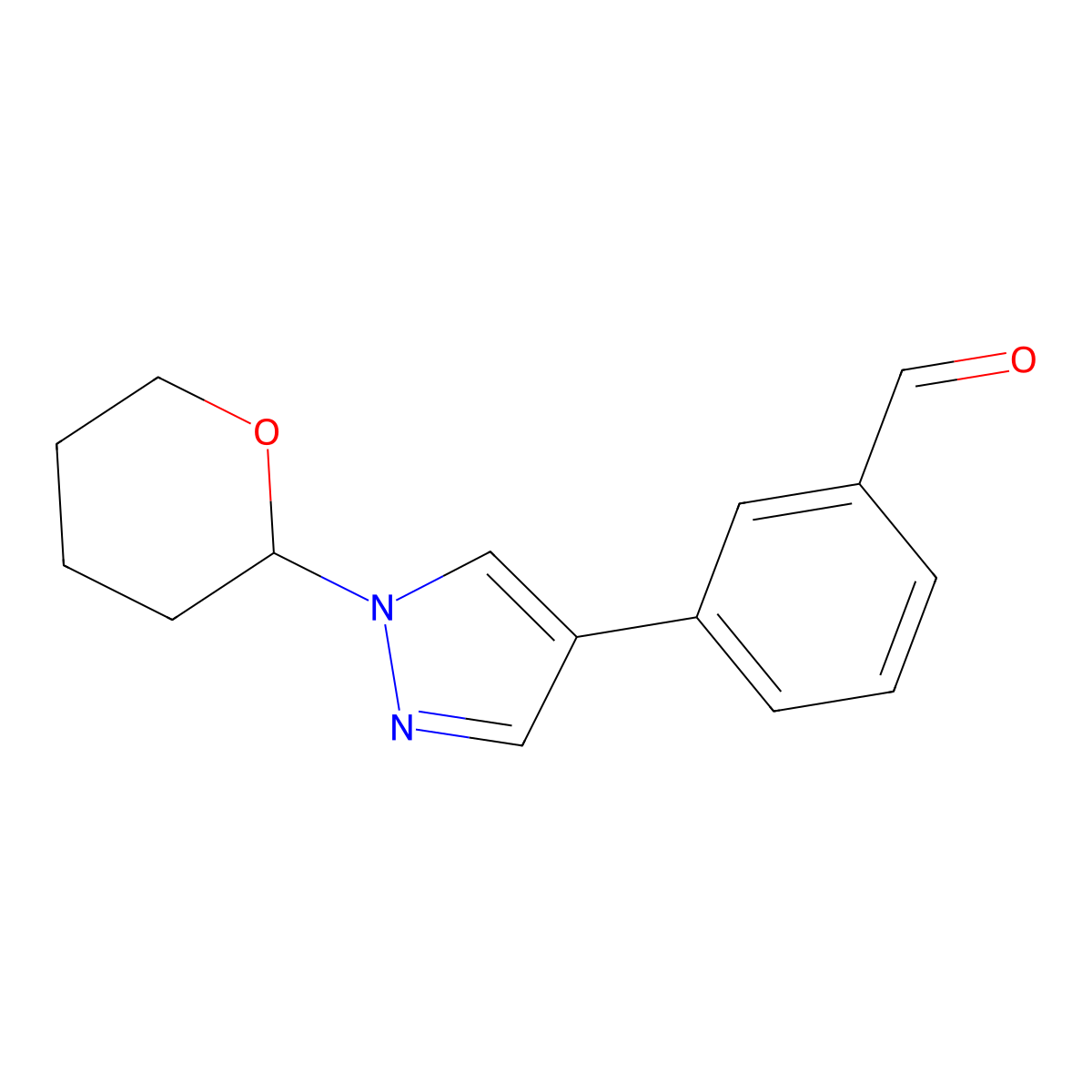 3-[1-(Oxan-2-yl)pyrazol-4-yl]benzaldehyde molecular structure, CAS 2472318-77-5