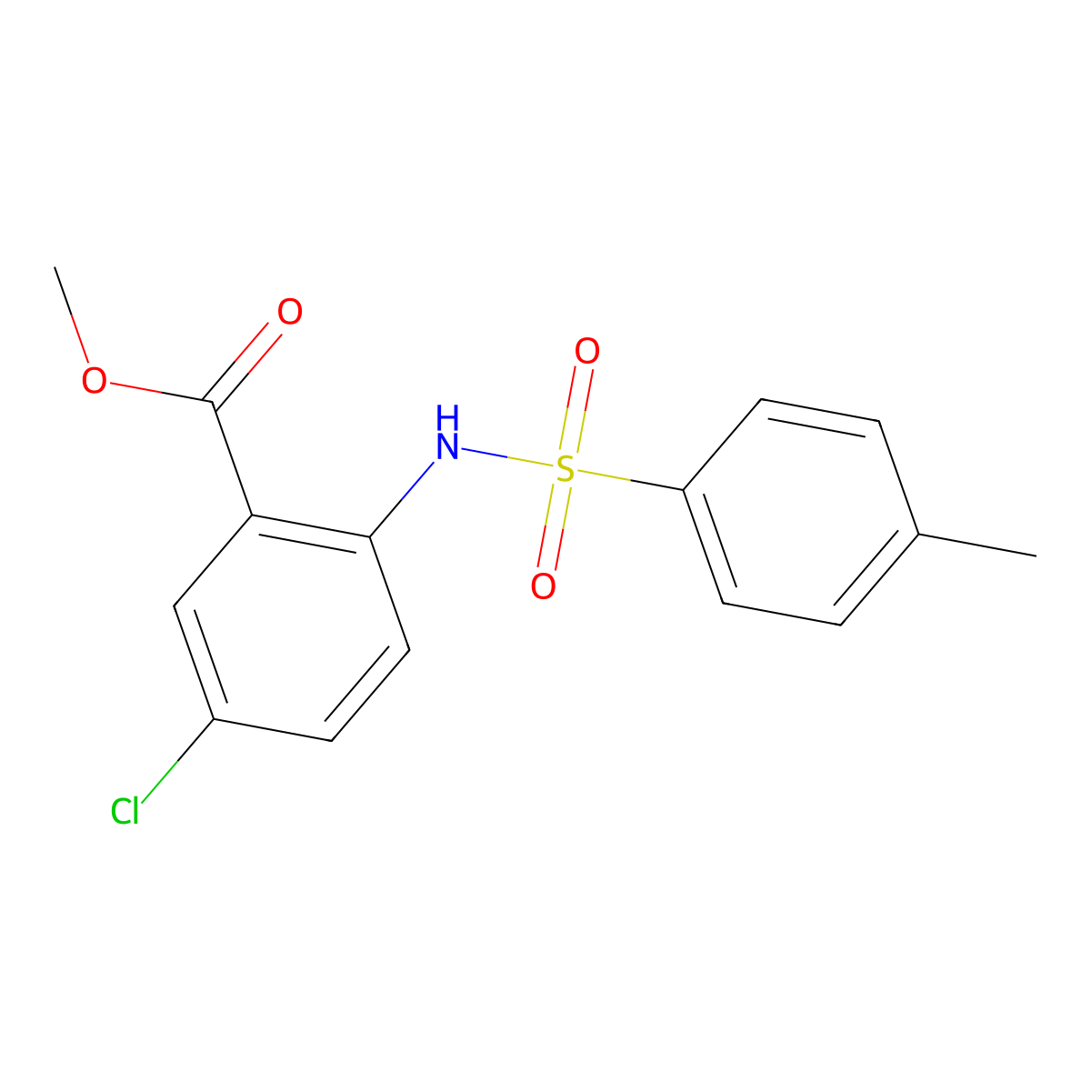 Methyl 5-chloro-2-(((4-methylphenyl)sulfonyl)amino)benzoate molecular structure, CAS 247237-38-3