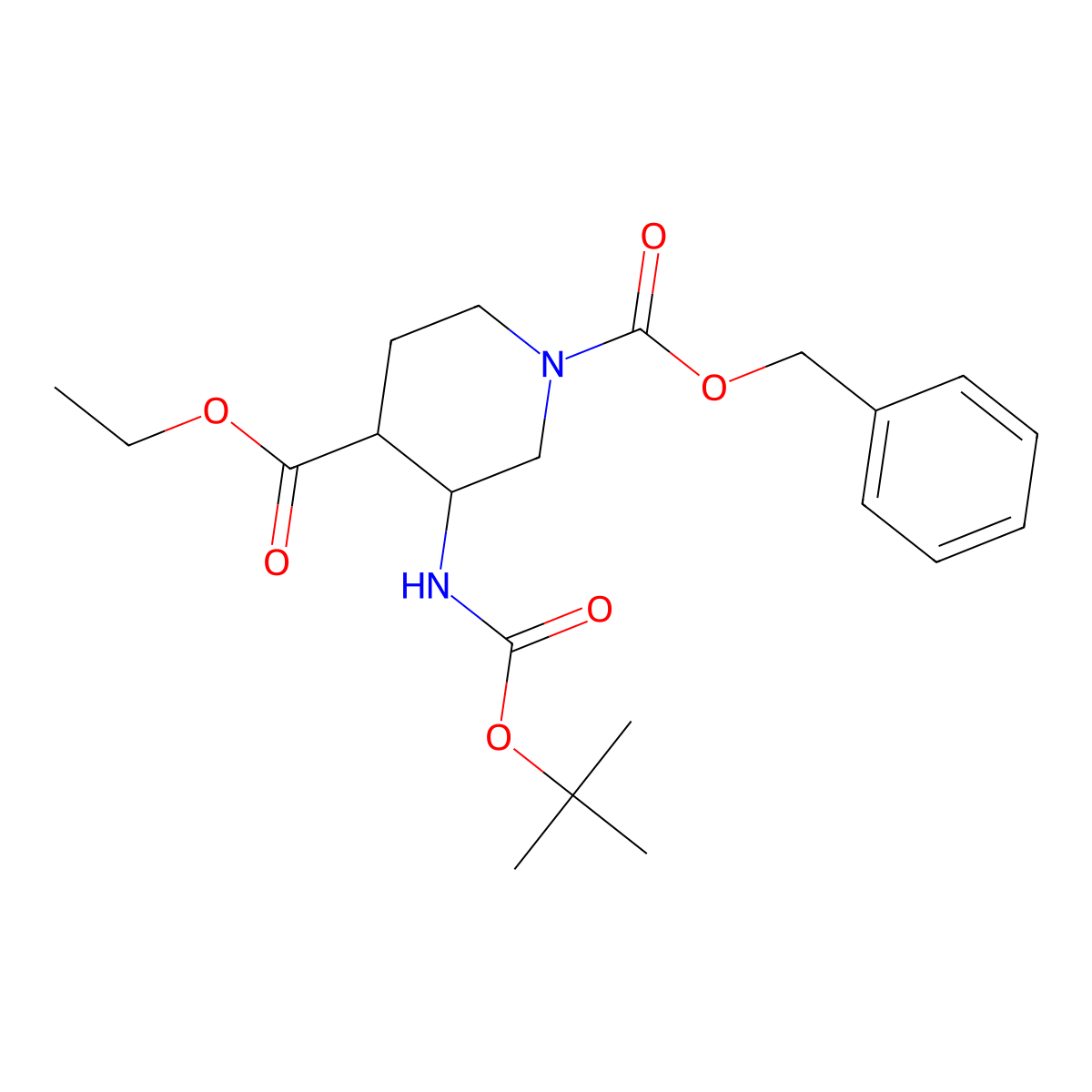 (3S,4R)-3-tert-Butoxycarbonylamino-piperidine-1,4-dicarboxylic acid 1-benzyl ester 4-ethyl ester molecular structure, CAS 2472560-36-2