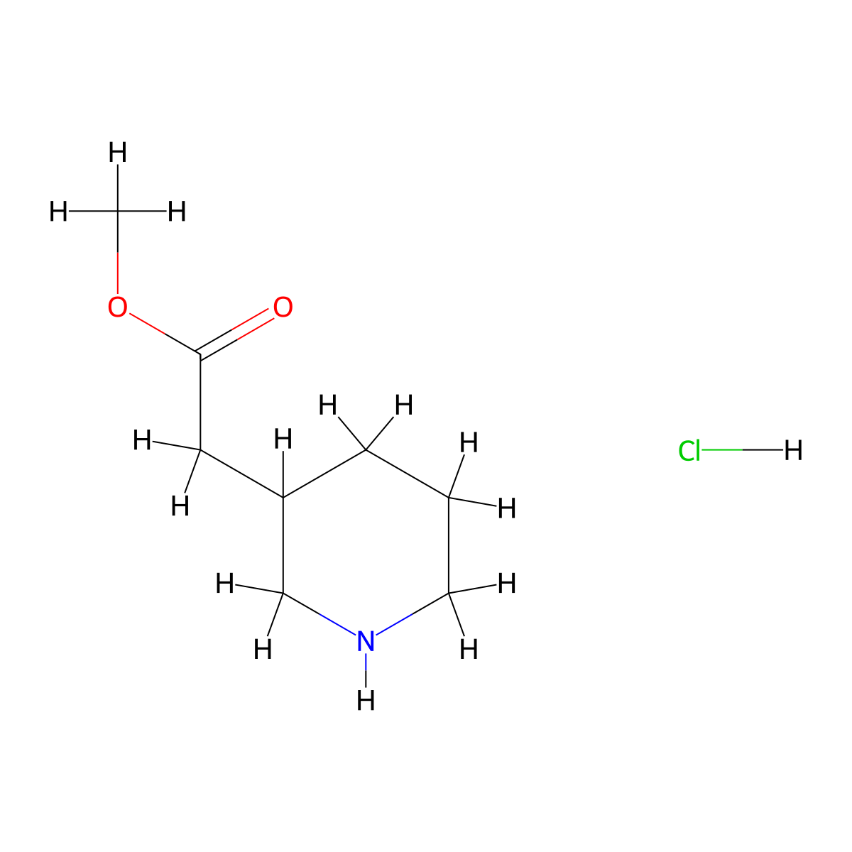 Methyl 2-(piperidin-3-yl)acetate hydrochloride molecular structure, CAS 247259-31-0