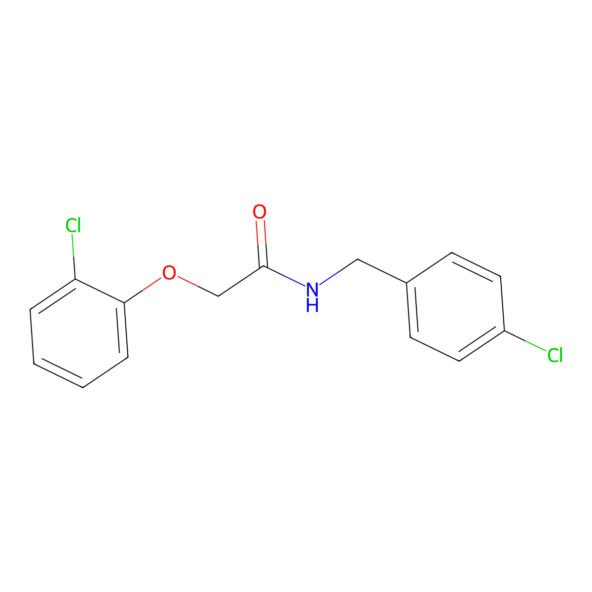 2-(2-chlorophenoxy)-N-[(4-chlorophenyl)methyl]acetamide molecular structure, CAS 24727-34-2