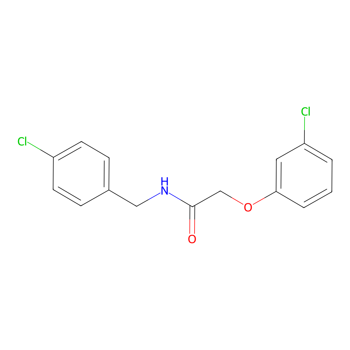 Acetamide, 2-(3-chlorophenoxy)-N-[(4-chlorophenyl)methyl]- molecular structure, CAS 24727-35-3